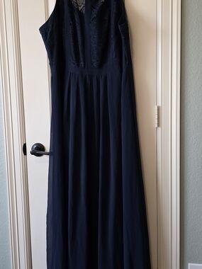 City Chic Navy Lace Chiffon Maxi Dress
